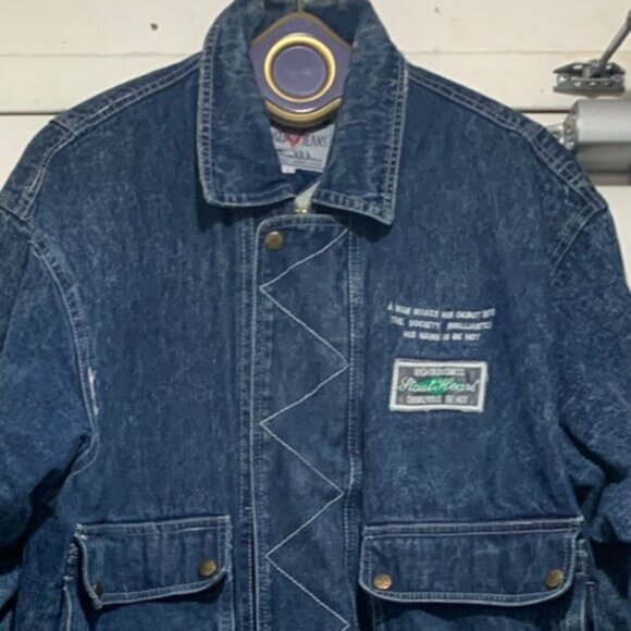 VINTAGE KONGLOON JEANS SHERPA LINED EMBROIDERED JACKETS SIZE L - Picture 9 of 13